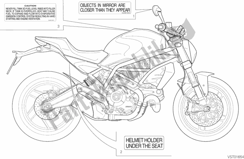 All parts for the Positioning Plates of the Ducati Monster 797 Thailand USA 2020